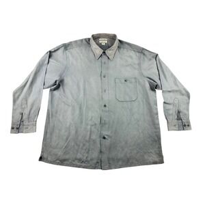 Vintage Ron Chereskin Shirt Men XXL Gray Sueded Button Front Long Sleeve Pocket